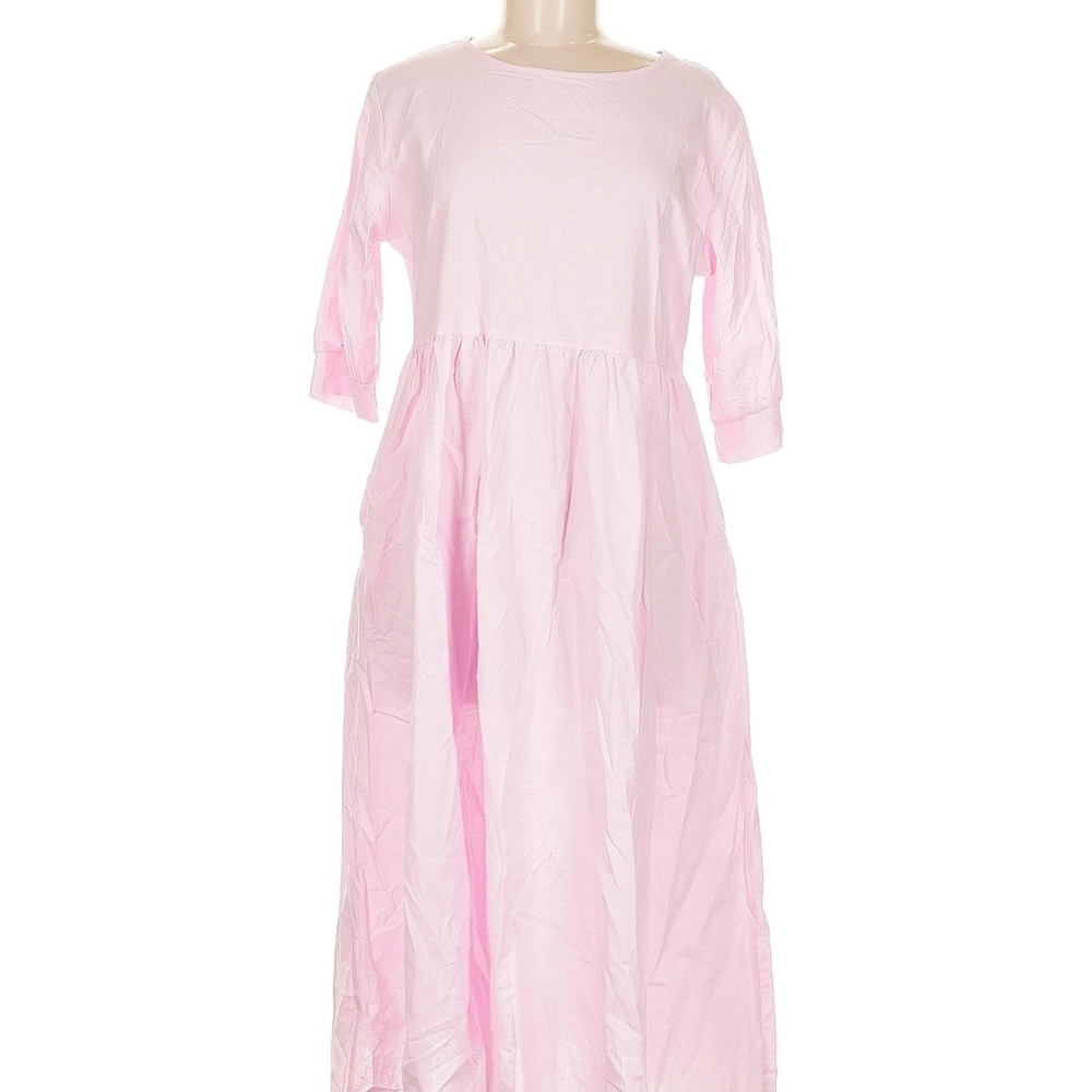 NWT smock midi dress 3/4 sleeve 2/3x gathered  waist for slimming